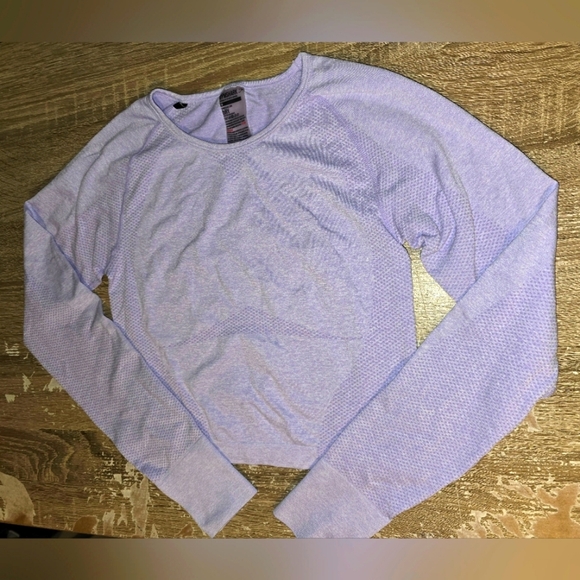 Gymshark Dry Lavender Longsleeve Crop Top Gym Workout Activewear Women's M - Picture 1 of 6